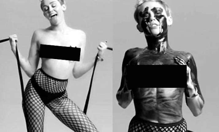 miley cyrus dons latex panties for her new video view pics
