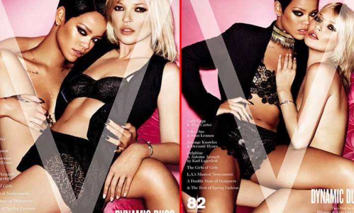 rihanna and kate moss go nude for v magazine