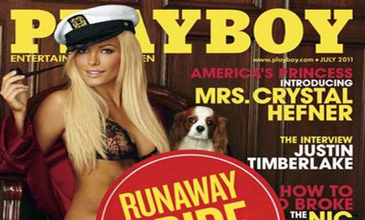 runaway bride sticker on playboy july issue