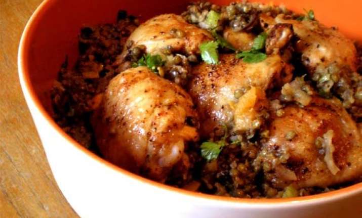 after dal makhni comes chicken with lentils see pics