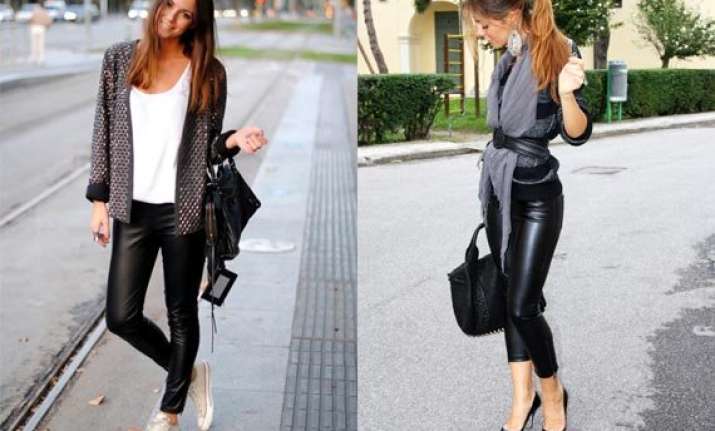 look stylish in winters with leather trousers