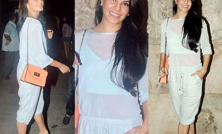 jacqueline fernandez flaunts trim mid riff in see through