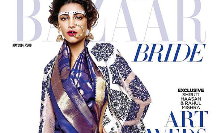 shruti haasan flaunts bridal look on harper s bazaar cover