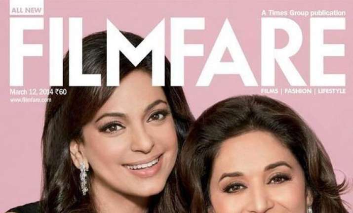 madhuri juhi s sensuous avatars on filmfare cover see pics