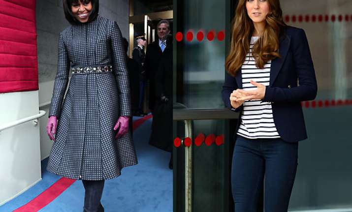 michelle obama kate middleton try out stylish navy outfits