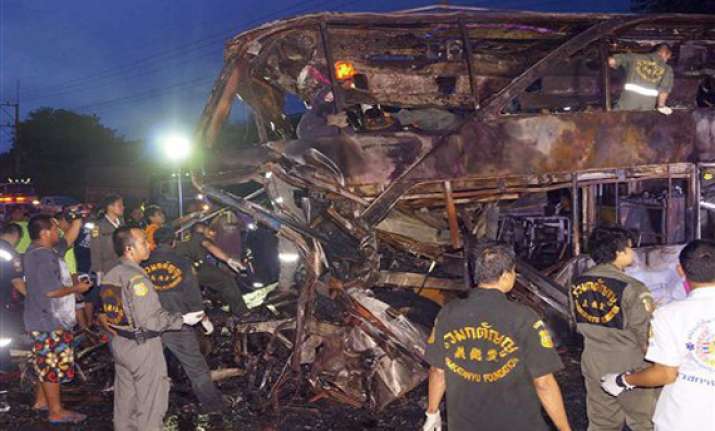 bus truck collision on busy thai highway kills 19