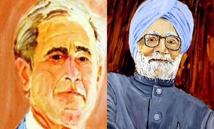 george w bush s brush portrays manmohan singh