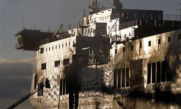 firefighters find black box on still burning ferry