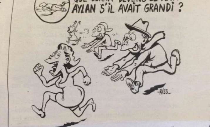 charlie hebdo cartoon depicts alan kurdi as a groper draws