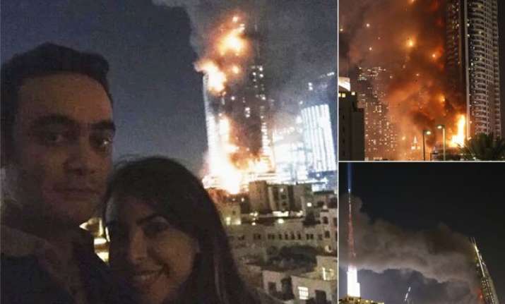 twitteratti slams couple who took selfie with burning dubai
