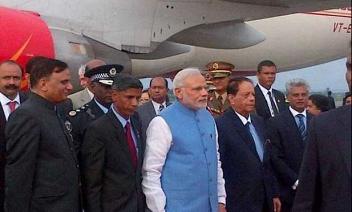 pm modi arrives in mauritius