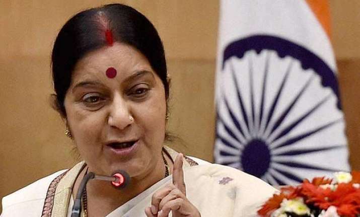 sushma swaraj in russia for inter governmental commission