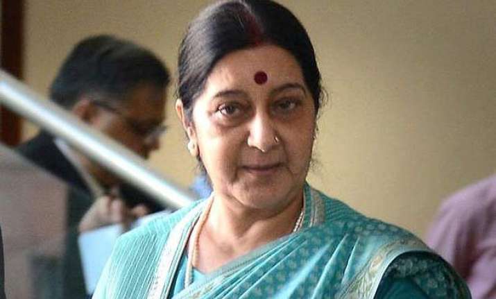 sushma swaraj arrives in beijing on four day visit