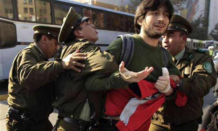 police break up student protest in chile