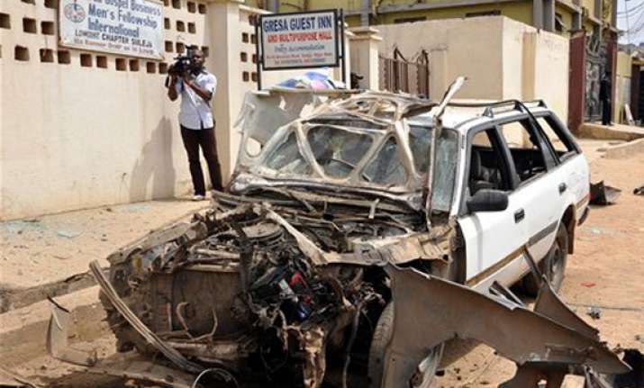 suicide car bomb blast outside nigeria church 3 killed