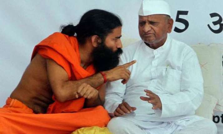 cong hits back at hazare ramdev bjp launches campaign