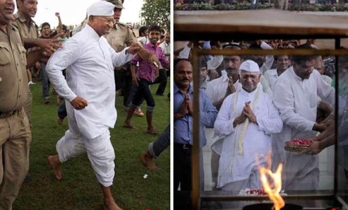 fasting hazare surprises policemen with a fast sprint