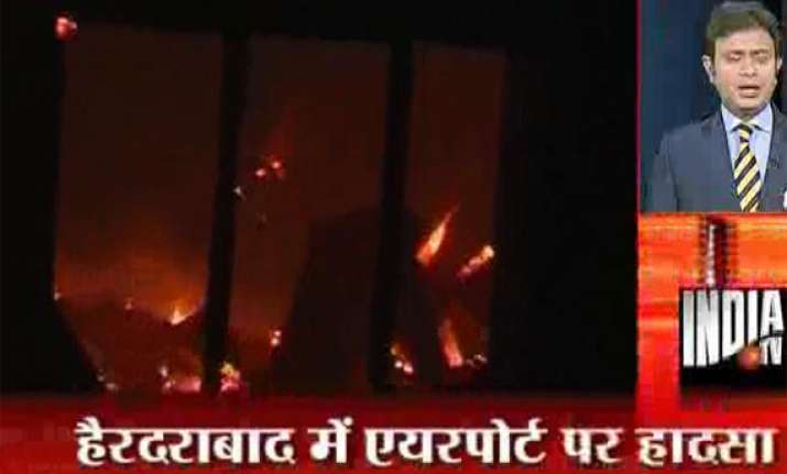 five aircraft a chopper gutted in hyderabad airport fire