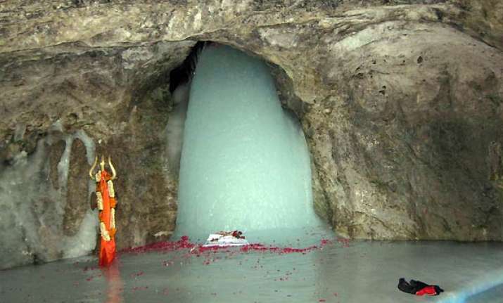 first pictures of holy amarnath ice lingam this season