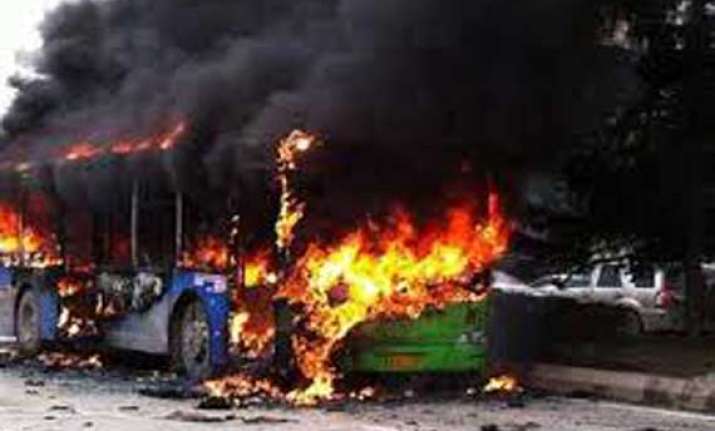 five killed as bus catches fire