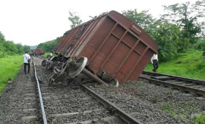 goods train derails several trains schedule hit