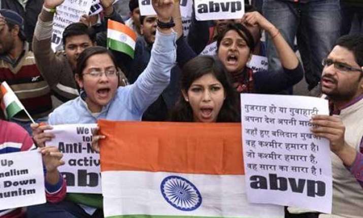 abvp holds march to denounce anti nationals
