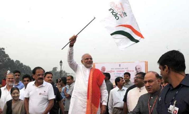 pm narendra modi flagged off run for unity on sardar patel