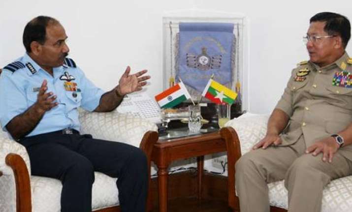myanmar army chief meets iaf chief arup raha