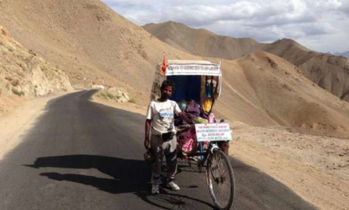 kolkata rickshaw puller pedals his way to ladakh