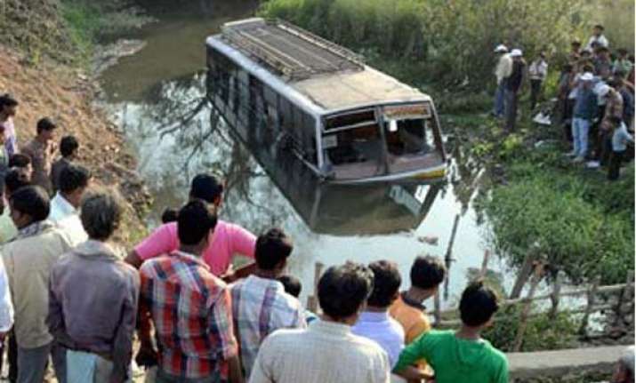 six dead 18 injured as bus falls into drain in punjab