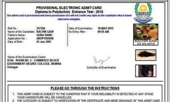 cow who was issued admit card does not appear for