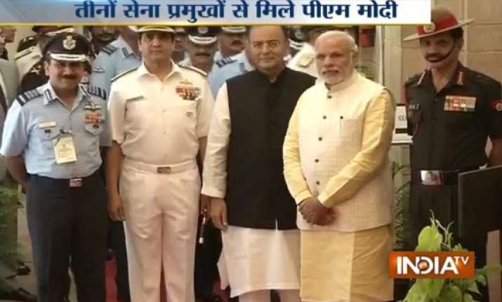pm narendra modi meets top military officers at combined
