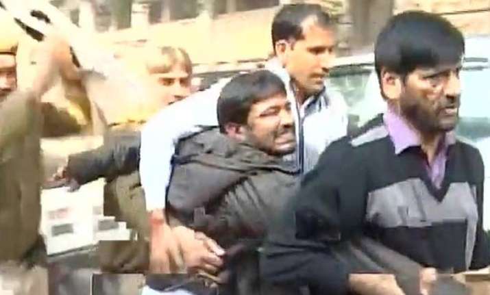 kanhaiya manhandled outside delhi court sent to jail till