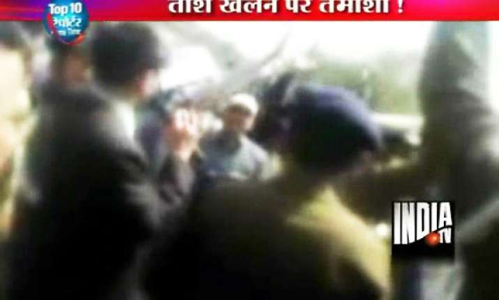 police constables go on rampage when stopped from gambling