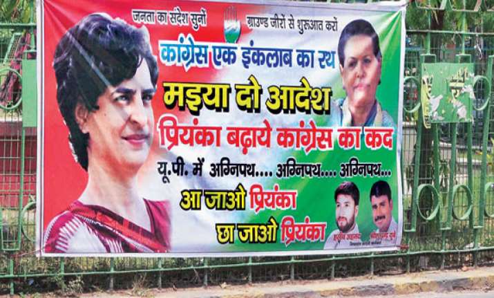 protesters demand priyanka gandhi s entry into active