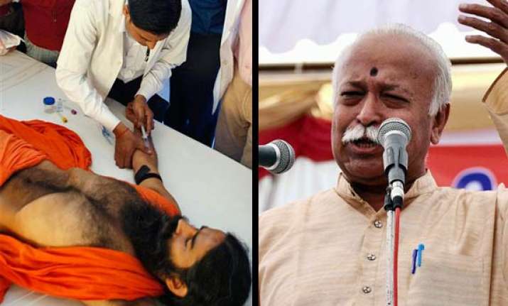 rss chief appeals to ramdev to end fast