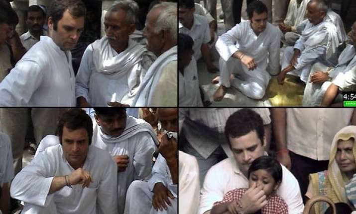 rahul visits bhatta parsaul again starts foot march