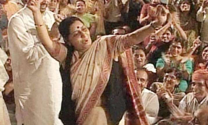 sushma s dance snowballs into a political row