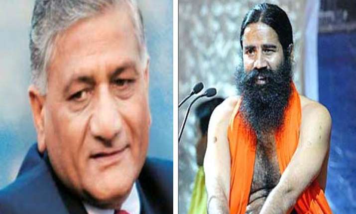 swami ramdev ex army chief lead protest at jantar mantar