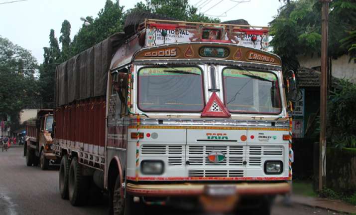 truck carrying medicines chemicals catches fire