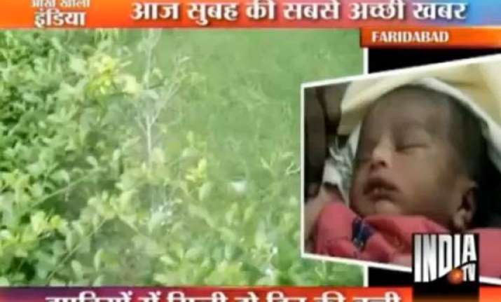 two day old baby thrown into faridabad bush