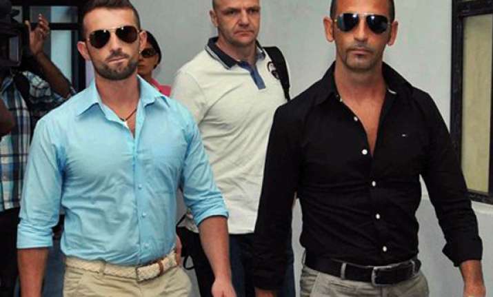 two italian marines leave for home in special aircraft to