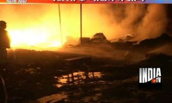 two suffer burns lakhs worth goods gutted in delhi godown