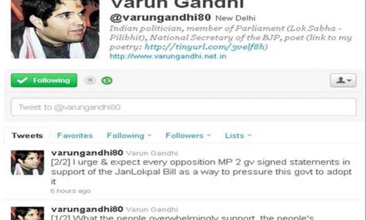 varun gandhi urges all oppn mps to support janlokpal bill