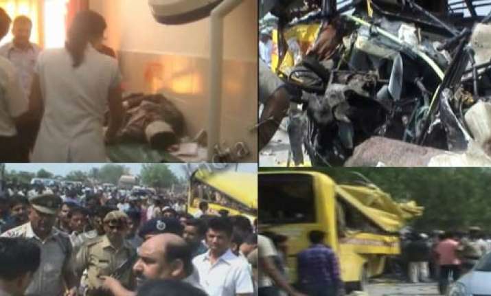 12 haryana students killed in bus truck collision