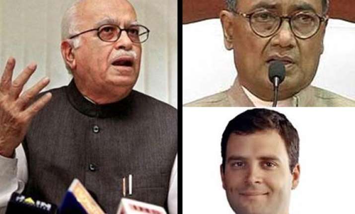 advani lashes out at digvijay for comments on rahul