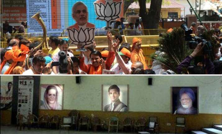 historic win for bjp congress routed