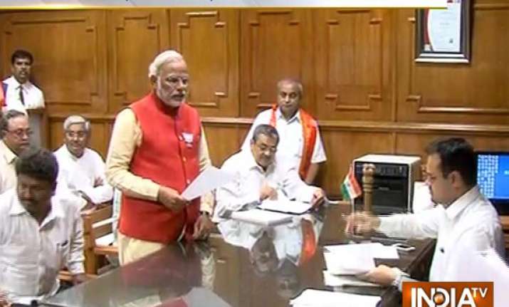 in pics modi files nomination papers in vadodara