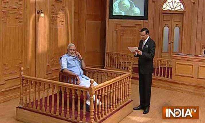 in pics narendra modi in rajat sharma s aap ki adalat