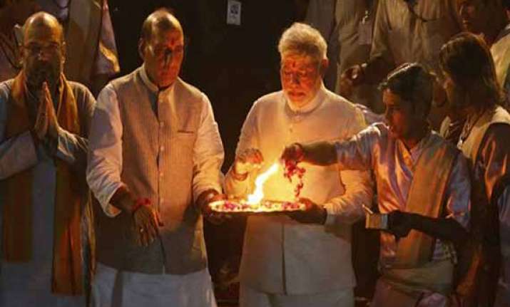 in pics narendra modi attends ganga aarti in varanasi